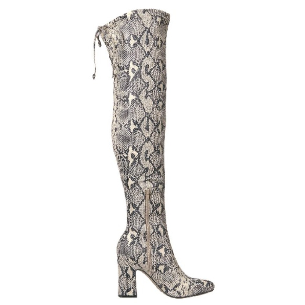 Thigh high snakeskin boots